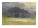 Evening Landscape with Castle and Bridge in Yorkshire  C1798-99 (W/C on Wove Paper)