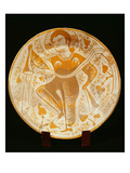 Decorated Plate with Saint Figure (Ceramic)