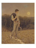The Harvest Moon  'Globed in Mellow Splendour'  1879 (W/C and Gouache on Paper) (See also 283763)