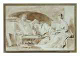 Young Woman Consulting a Necromancer (Sepia Wash on Paper)