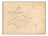 Two Women Boating on the Epte (Pencil on Paper)