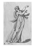 Bacchante (Pen and Black Ink and Grey Wash and Pierre Noire on Paper)