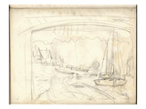 On the Boat Studio  Facing the Petit-Gennevilliers (Pencil on Paper)