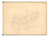Two Women Boating on the Epte (Pencil on Paper)