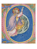 Historiated Initial 'O' Depicting God Creating the Stars (Vellum)