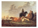 Peasants and Cattle by the River Merwede  C1655-60 (Oil on Panel)