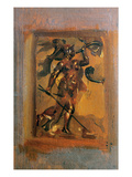 Man in Armour Blowing a Horn (Oil on Canvas)