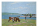 Cows on the Banks of the Seine at Saint-Mammes (Pastel)