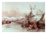 Spearing Fish in Winter (Oil on Canvas)