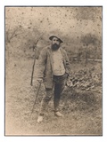 Claude Monet (1840-1926) in His Garden  1880 (Silver Print) (B/W Photo)