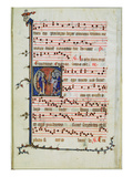Historiated Letter Depicting an Assembly of Apostles  Early 14th (Vellum)