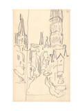 Rouen Cathedral  the Calende Portal and the Central Tower (Pencil on Paper)
