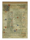 Calendar Page for October  from a Book of Hours  C1550-60 (Vellum)