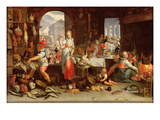 Kitchen Scene with the Parable of the Feast (Oil on Canvas)