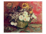 Sunflowers  Roses and Other Flowers in a Bowl  1886 (Oil on Canvas)