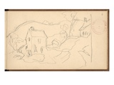 Peasant Houses at Falaise (Pencil on Paper)