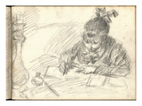 Germaine Hoschede (1873-1968) Writing (Pencil on Paper)