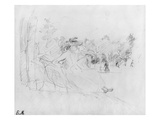 At the Bois De Boulogne  1888 (Black Lead on Paper)