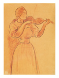 The Violin  1894 (Pencil and Red Chalk on Paper)