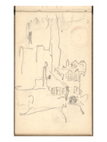 Saint-Romain Tower and Albane Yard (Pencil on Paper)