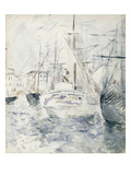 White Boat in the Port  Nice  1881 (W/C on Paper)