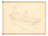 Two Women Boating on the Epte (Pencil on Paper)