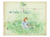 Young Girl Seated on the Lawn  1882 (W/C on Paper)