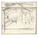 Gare Saint-Lazare (On the Main Lines Side)  1877 (Pencil on Paper)