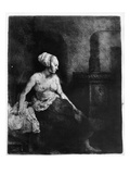 Woman Sitting Half-Dressed Beside a Stove  1658 (Etching)