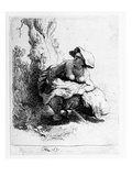 Woman Urinating under a Tree  1631 (Etching)