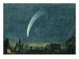 Donati's Comet over Balliol College (W/C with Scratching Out on Paper)