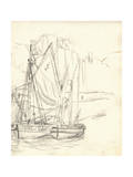 Boats in the Port at Honfleur (Pencil on Paper)