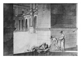 Two Young Girls Bringing Bread to Homer Asleep  C1794 (Pen and Indian Ink on Paper)