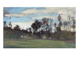 The Meadow Lined with Trees (Pastel and Gouache)