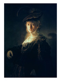 Young Woman in Fancy Dress (Oil on Canvas)