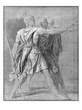 The Three Horatii Brothers  Study for 'The Oath of the Horatii'  1785 (Pencil on Paper)