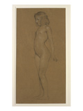 Study of a Young Girl (Pencil on Paper Heightened with White)