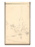 Church of Harfleur and River Lezarde (Pencil on Paper)