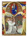 Historiated Initial 'A' Depicting St Benedict Offering His Soul to God the Father  Lombardy School
