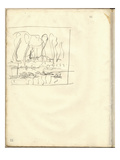 Houses Seen Through a Curtain of Trees (Pencil on Paper)