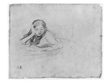 Young Girl Reading  1889 (Black Lead on Paper)