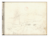 Boat Washed Up on the Beach at Sainte-Adresse (Pencil on Paper)