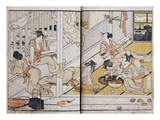 Women Eating  from a Manga (Colour Woodblock Print)