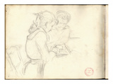 Germaine Hoschede (1873-1968) Reading (Pencil on Paper)