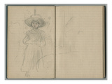 Julie Manet at the Villa Ratti  Cimiez  from a Sketchbook  1888-89 (Pencil on Paper)