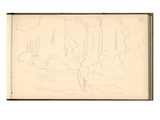 Small Shrubs and Trees Trunks  or Trees at the Bottom of the Cliff (Pencil on Paper)