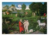 Adam and Eve in the Garden of Eden  1530 (Oil on Panel)