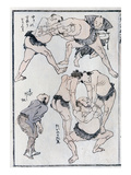 Studies of Gestures and Postures of Wrestlers  from a Manga (Colour Woodblock Print)