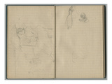 Woman with a Parasol and Female Studies  from a Sketchbook  1888-89 (Pencil on Paper)