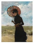 Promenade by the Sea (Oil on Panel)